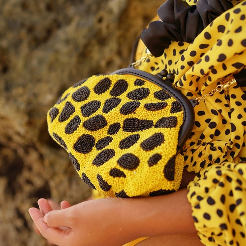 ARNOLDI VENOM Hand-beaded Clutch Bag In Black & Yellow